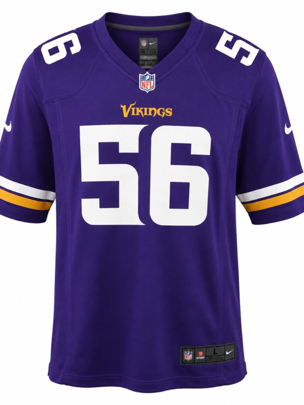 Minnesota Vikings #56 Bradbury Nike On Field Jersey Purple Size L EUC